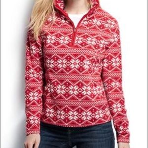 Lands End quarter zip fleece top red and white 3X